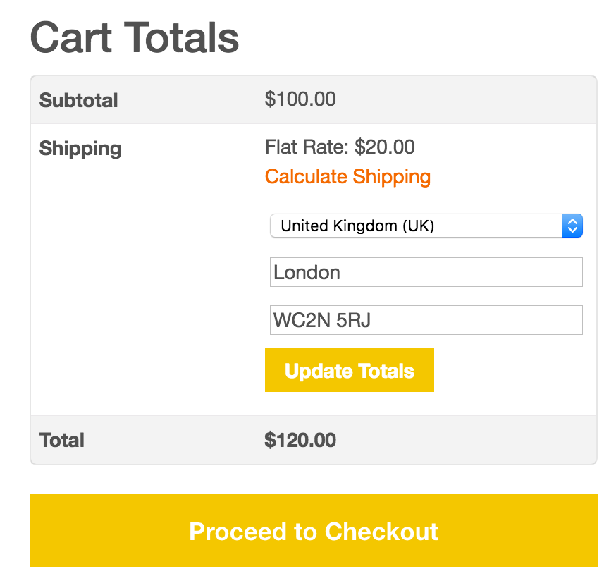 Cart - Shipping Options - Rest of World