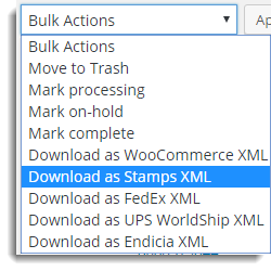 Bulk Action drop-down list[/caption]

All the information about selected Orders gets auto an XML file.</li srcset=