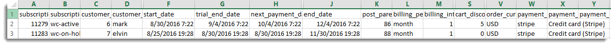 Sample Exported CSV