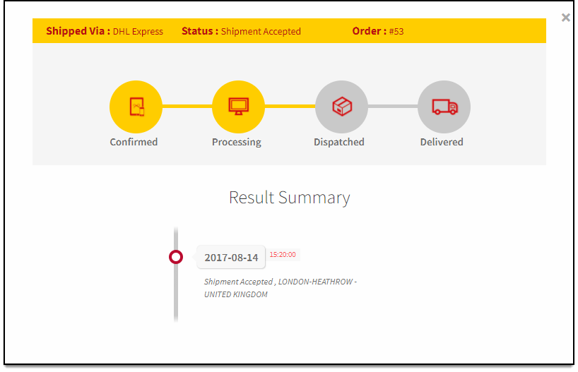 WooCommerce DHL Express | Shipment Tracking status