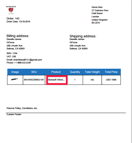 Packing slip without enable full product name option