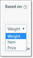 based on characteristics: Weight, Item Quantity or Price