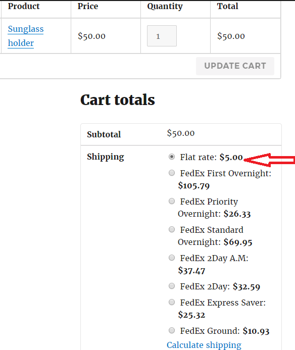 cart page