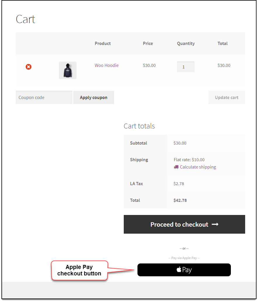 Stripe Payment Gateway Plugin for WooCommerce - Apple Pay Checkout Button on Cart Page
