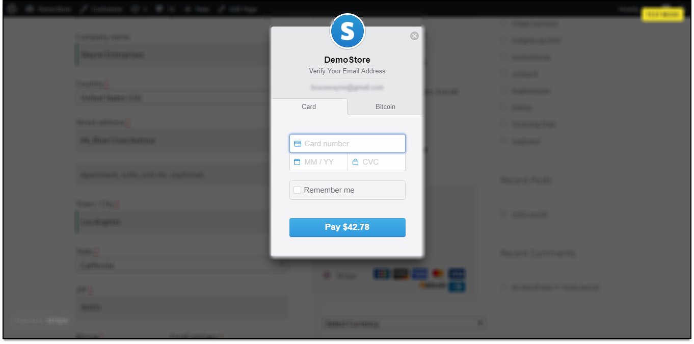 Stripe Payment Gateway Plugin for WooCommerce - Stripe Checkout Form