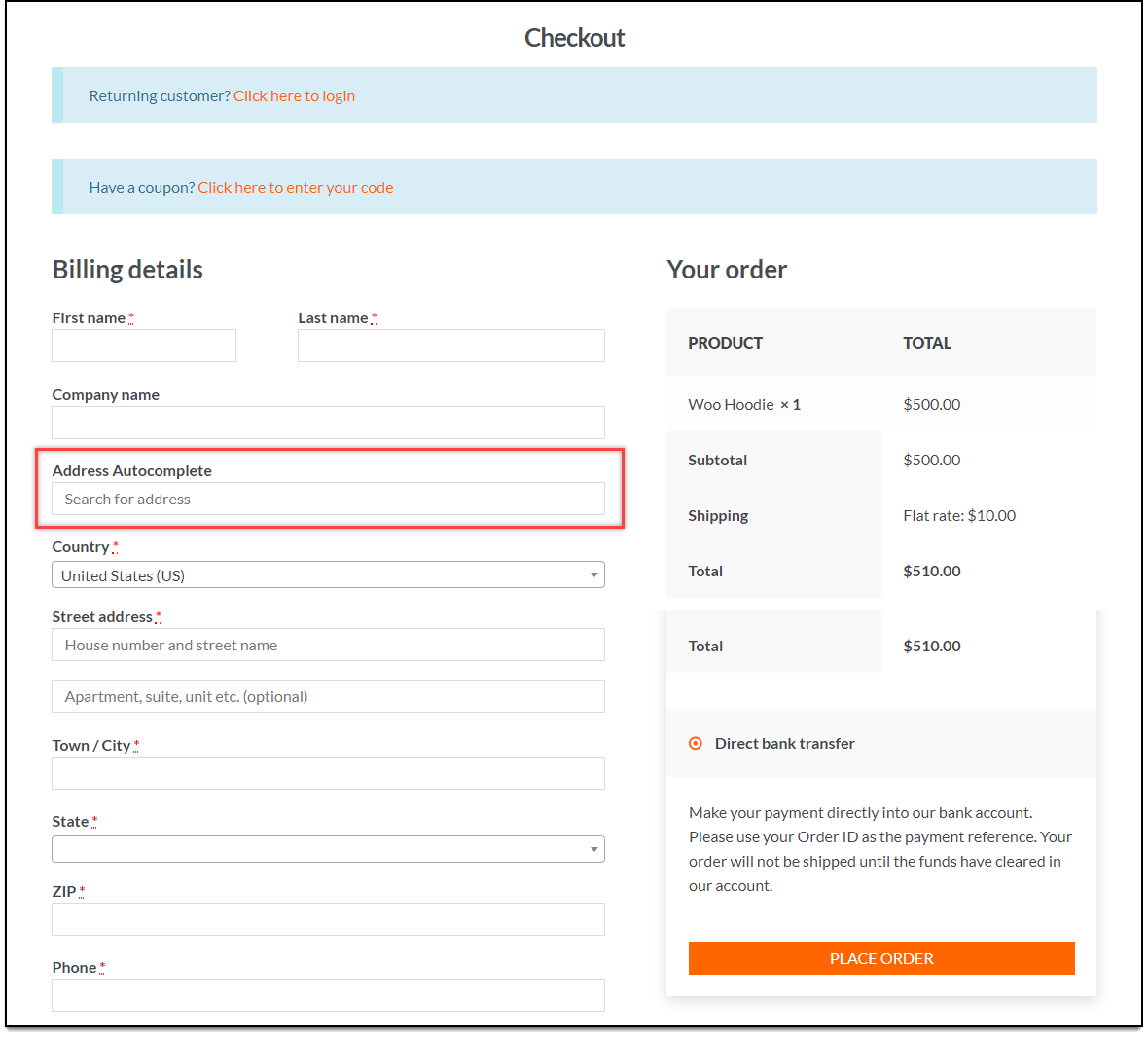 WooCommerce Address Autocomplete | Autocomplete Checkout Field