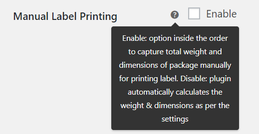 Manual settings in the plugin settings page