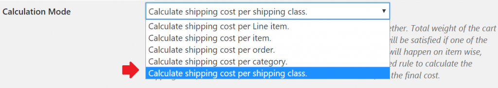 Calculation Mode based on Shipping Class