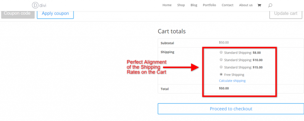 Theme Showing Perfect Alignment on the Cart Page