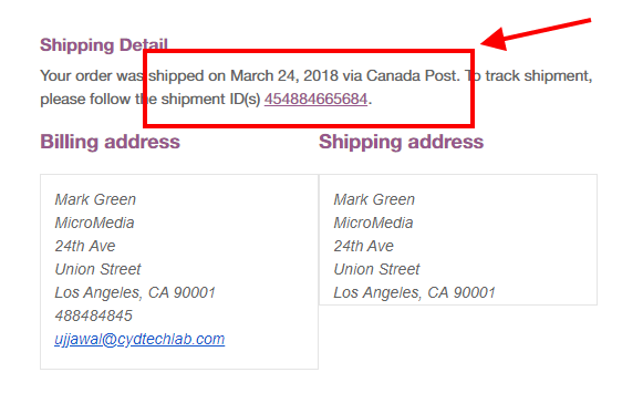 Order Completion Email with Tracking Details