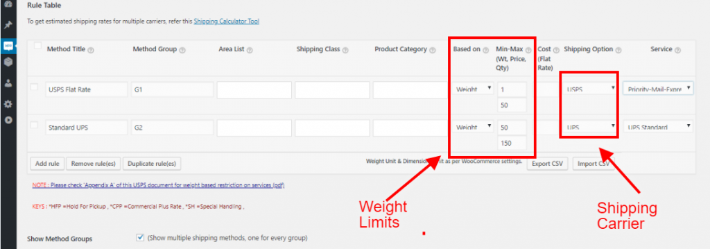 Weight based shipping 