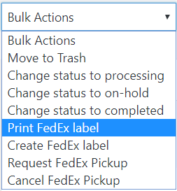 Print Shipping Label option under Bulk Actions