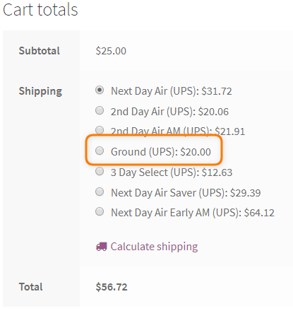Shipping Rates after adding the Code
