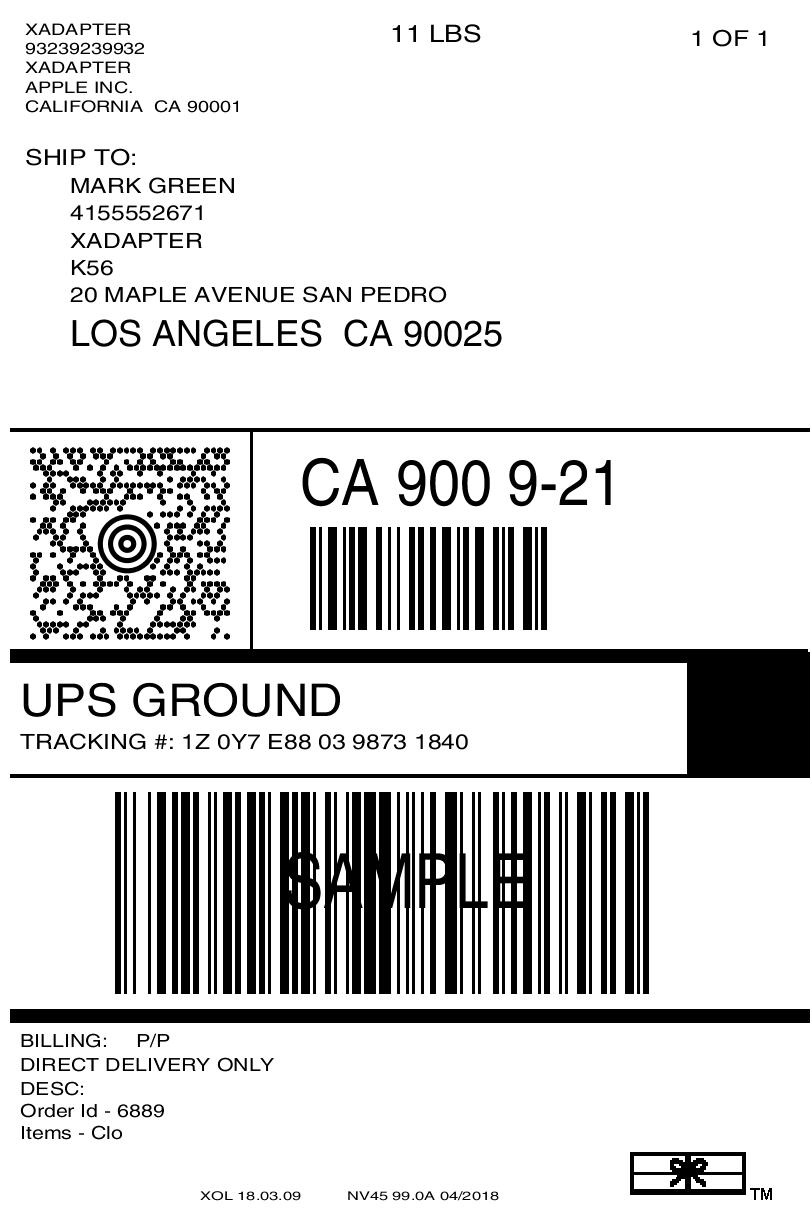 Official UPS Shipping Label